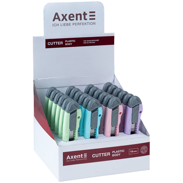 Nóż do papieru Axent 6402-A, 18 mm, display