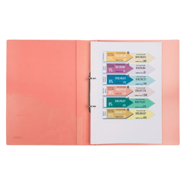 Segregator ringowy z 2 ringami Axent 1207-24-A, 25mm, transparentny różowy