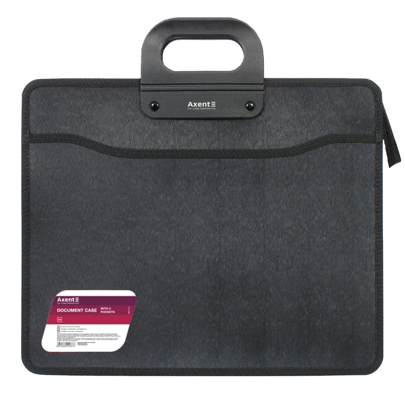 Briefcase В4, zipper closure, with 3 compartments, black