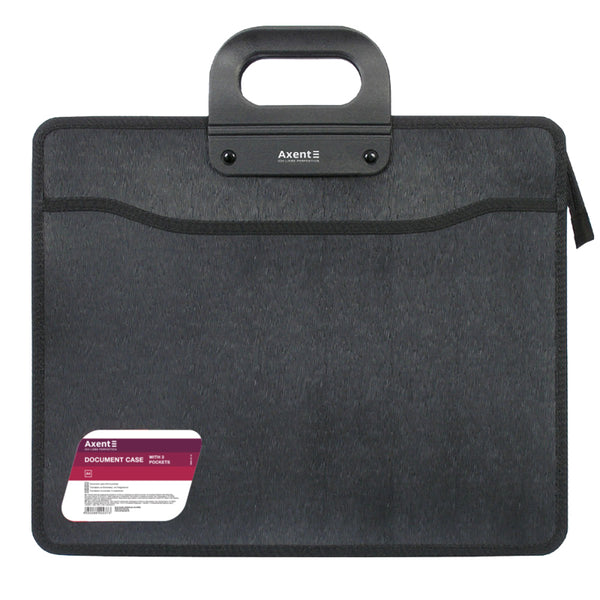 Briefcase В4, zipper closure, with 3 compartments, black