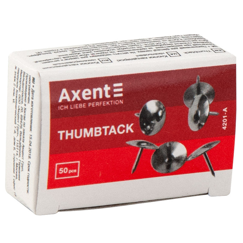 Push pins Axent 4201-A, nickel-plated, 50 pcs.