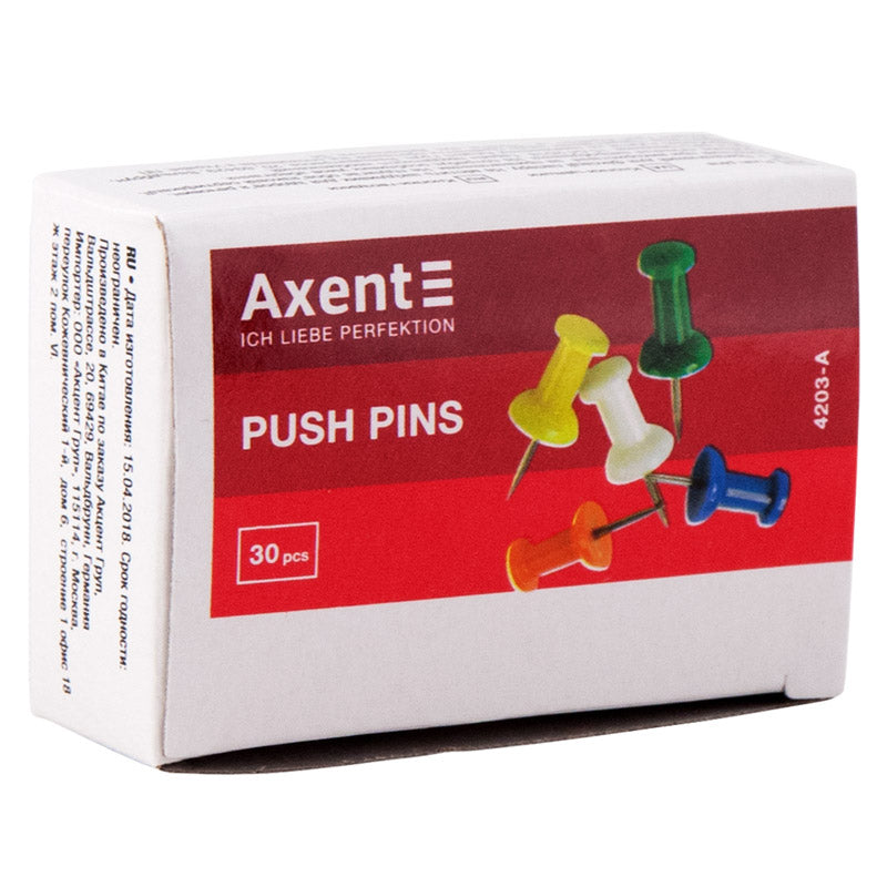 Push pins Axent 4203-A, colored, 30 pcs.