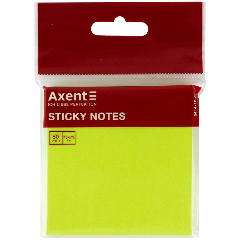 Sticky notes Axent 2414-12-A, 75x75mm, 80sheets, neon green