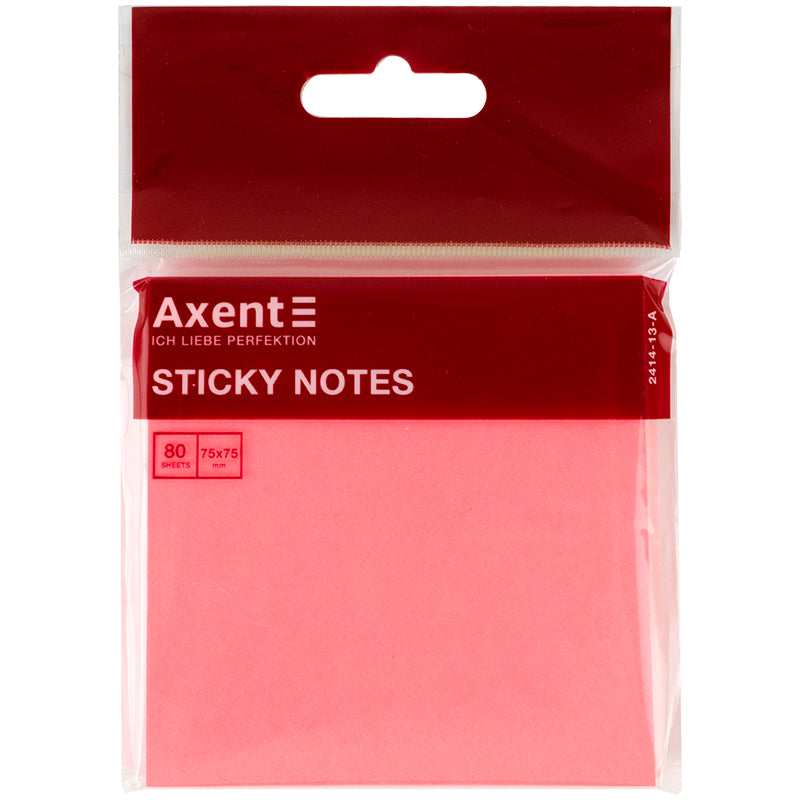 Sticky notes Axent 2414-13-A, 75x75mm, 80sheets, neon pink