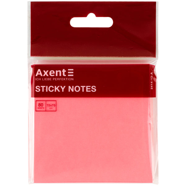 Sticky notes Axent 2414-13-A, 75x75mm, 80sheets, neon pink