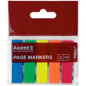 Page markers Axent 2440-01-A, plastic, neon 5х12х50 mm,125 pcs, rectangular