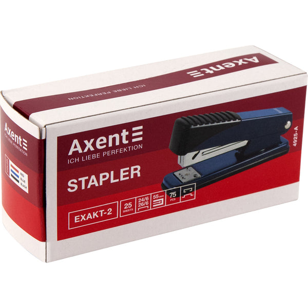 Stapler Axent Exakt-2 4925-06-A, metal, №24/6, 25 sheets, red