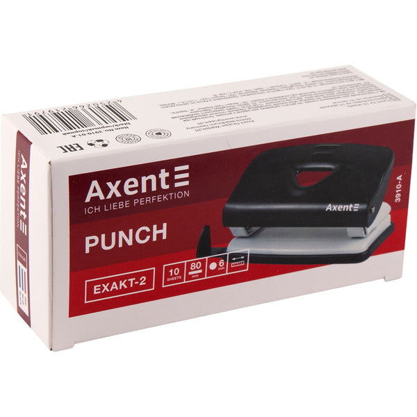 Hole punch Axent Exakt-2 3910-01-A, metal, 10sheets, black