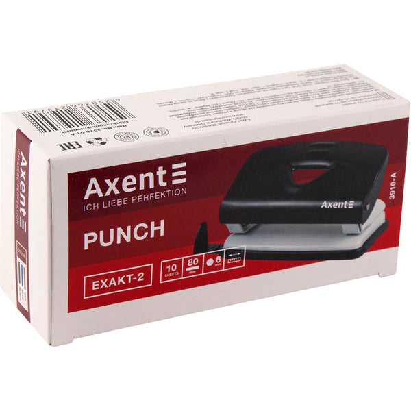 Dziurkacz Axent Exakt-2 3910-06-A, metalowy, 10 kartek, czerwony