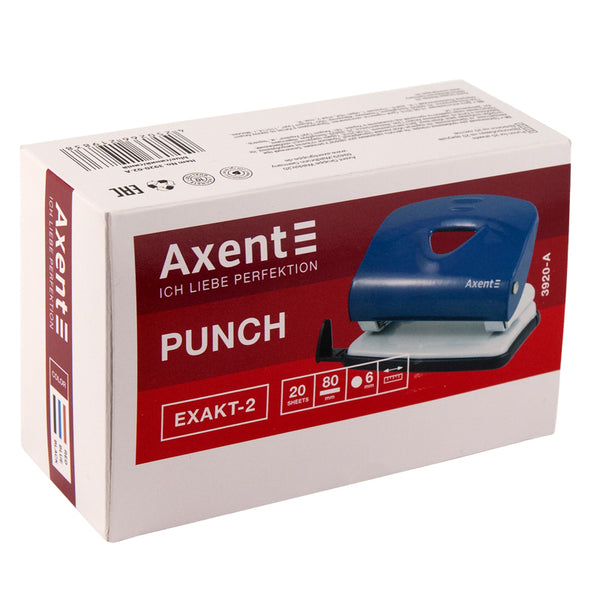 Hole punch Axent Exakt-2 3920-06-A, metal, 20 sheets, red