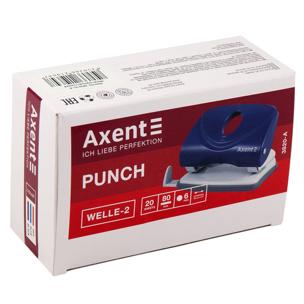 Dziurkacz Axent Welle-2 3820-06-A, plastikowy, 20 kartek, czerwony