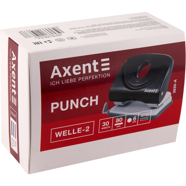 Dziurkacz Axent Welle-2 3830-01-A, plastikowy, 30 kartek, czarny