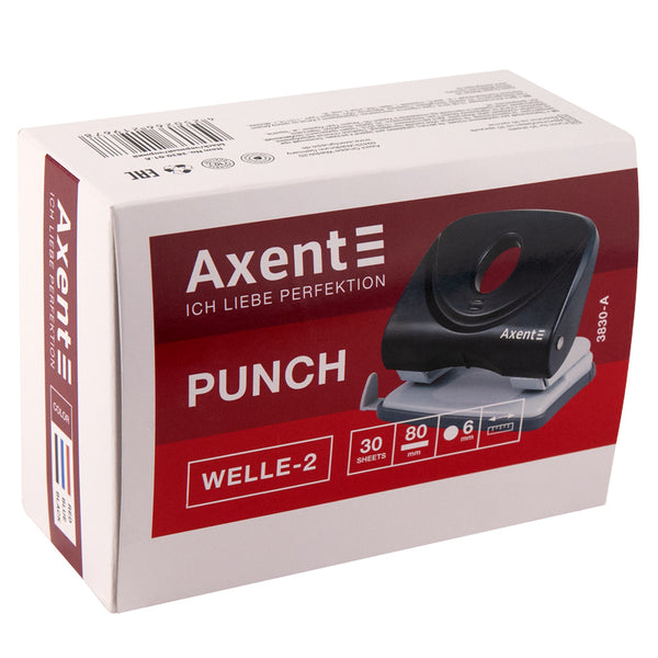 Dziurkacz Axent Welle-2 3830-02-A, plastikowy, 30 kartek, niebieski
