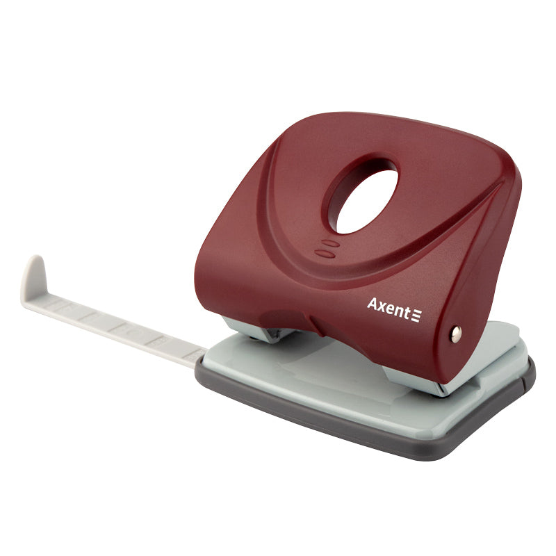 Hole punch Axent Welle-2 3830-06-A, plastic top, 30 sheets, red