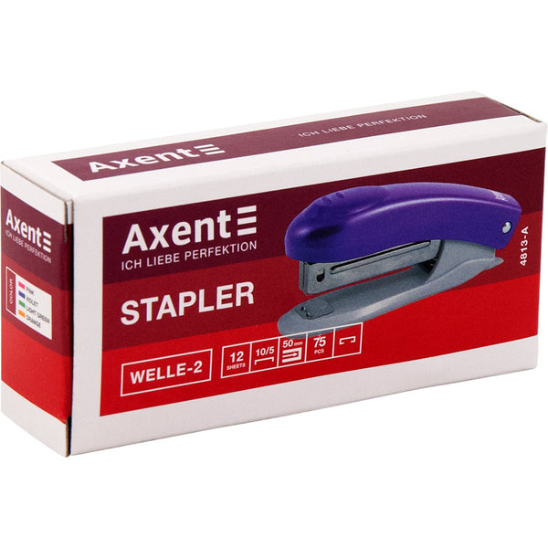 Stapler Axent Welle-2 4813-12-A, plastic, №10, 12 sheets, orange 