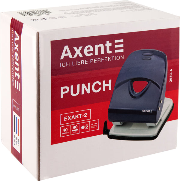 Dziurkacz Axent Exakt-2 3940-06-A, metalowy, 40 kartek, czerwony