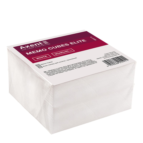 Note paper Axent Elite "White" 8007-A, 90Х90Х40mm, glued