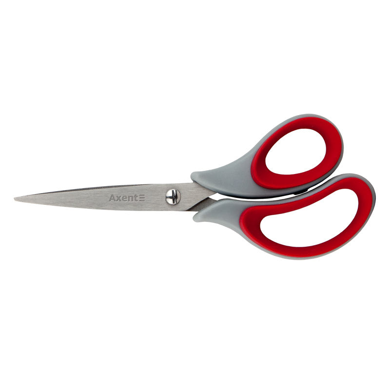 Scissors Axent  Duoton Soft 6101-A, 16,5 cm, grey-red