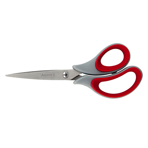 Scissors Axent  Duoton Soft 6101-A, 16,5 cm, grey-red