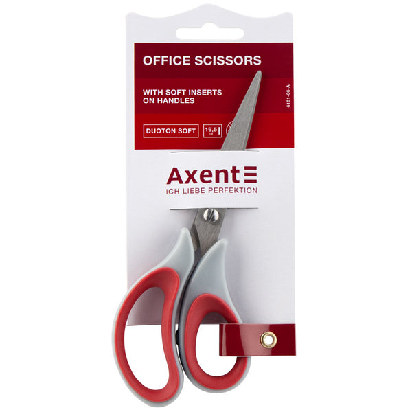 Scissors Axent  Duoton Soft 6101-A, 16,5 cm, grey-red