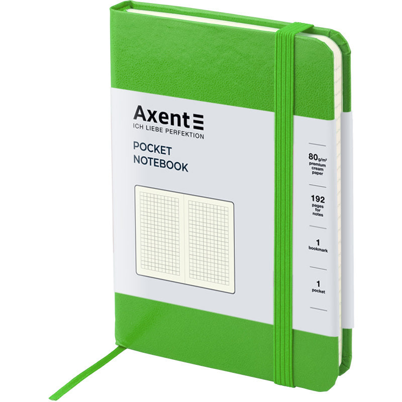 Notebook Axent Partner 8301-04-A, 95*140 mm, 96 pages, squared paper, light green