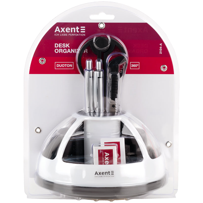 Desktop stationery organizer Axent Duoton 2104-01-A, in a blister pack, white