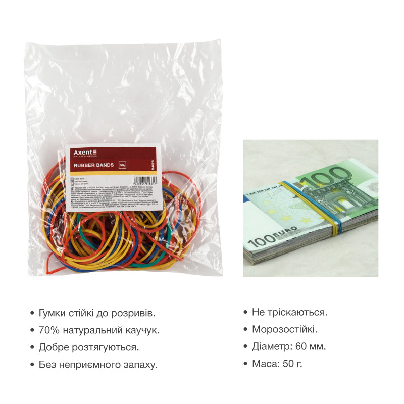 Money rubber bands Axent Delta D4620, colored, 50g