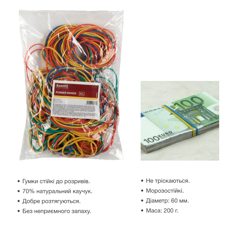 Money rubber bands Axent Delta D4621, colored, 200g 