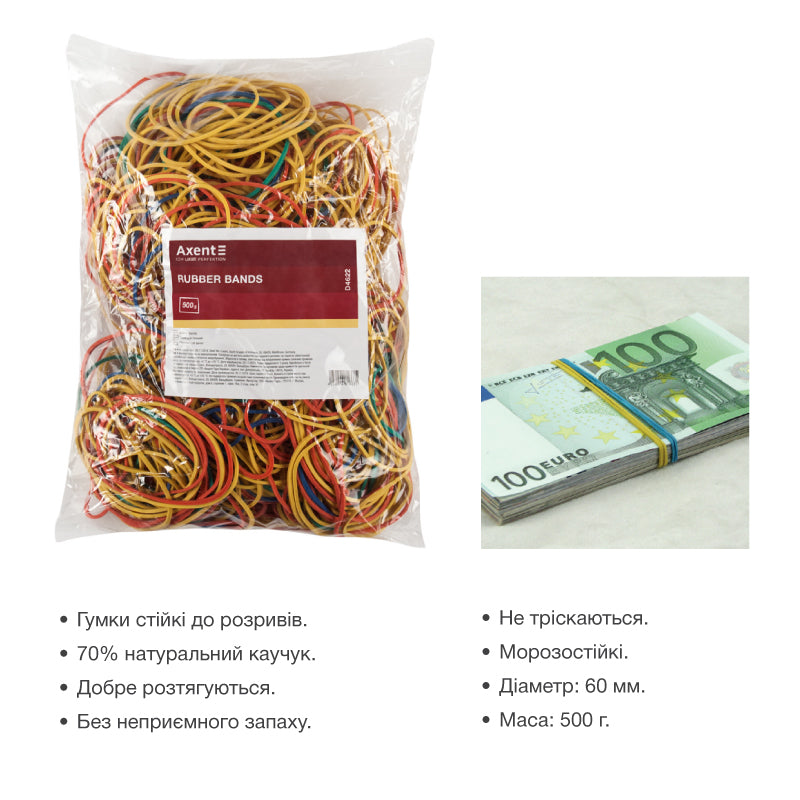 Money rubber bands Axent Delta D4622, colored, 500g