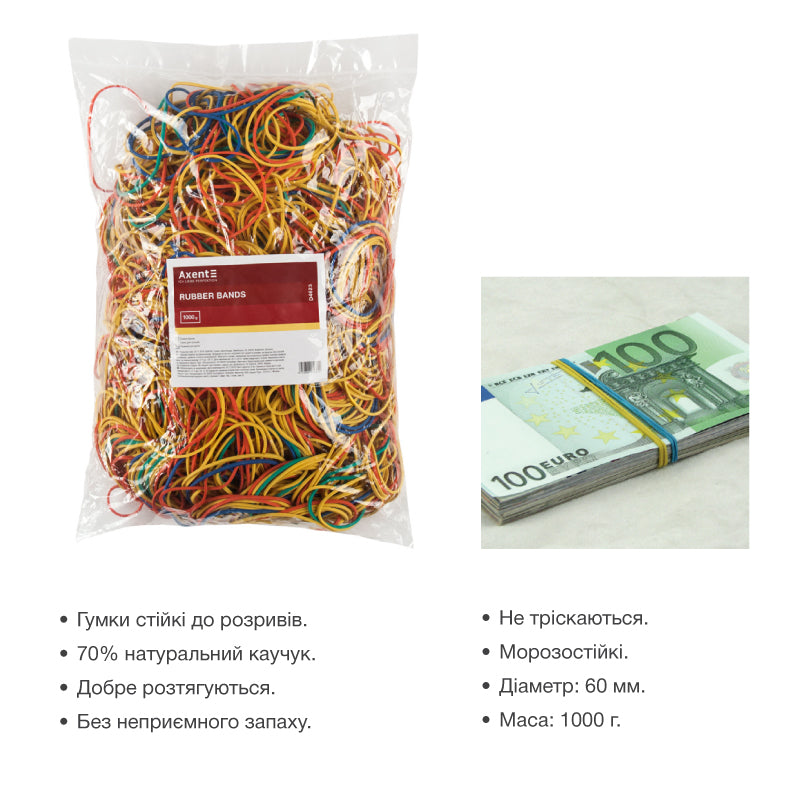Money rubber bands Axent Delta D4623, colored, 1000g