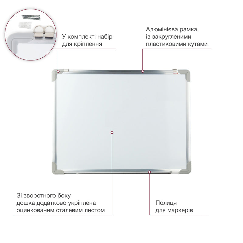 Magnetic whiteboard Delta D9611, 45х60 cm, aluminum frame 