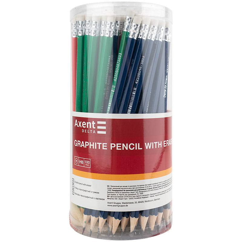 Graphite pencil with eraser Delta D2101, НВ