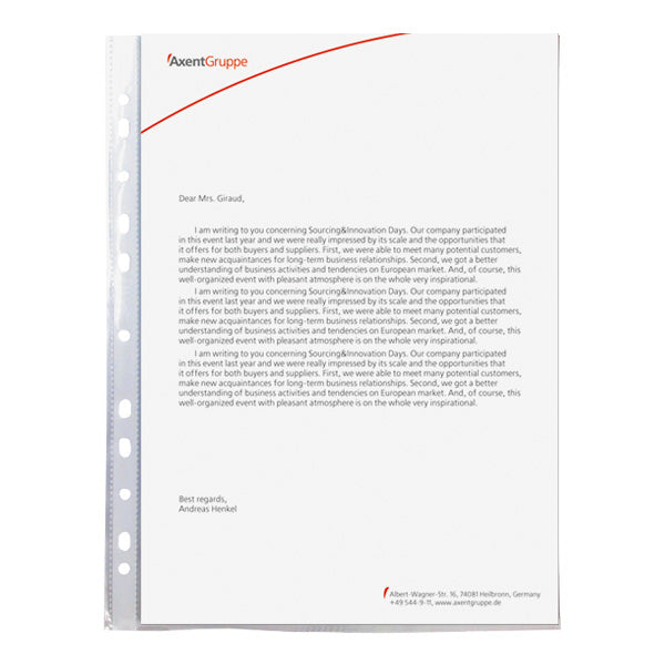 Sheet protector Axent 2009-20-A, А4+, glossy, 90micron (20 pcs.)
