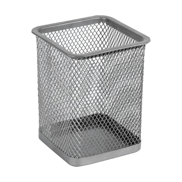 Metal pen stand Axent 2111-03-A, 80х80х100 mm, squared, silver
