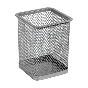 Pojemnik na długopisy Axent 2111-03-A kwadratowy, 80х80х100mm, metalowy, srebrny
