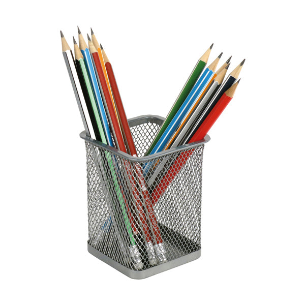 Metal pen stand Axent 2111-03-A, 80х80х100 mm, squared, silver