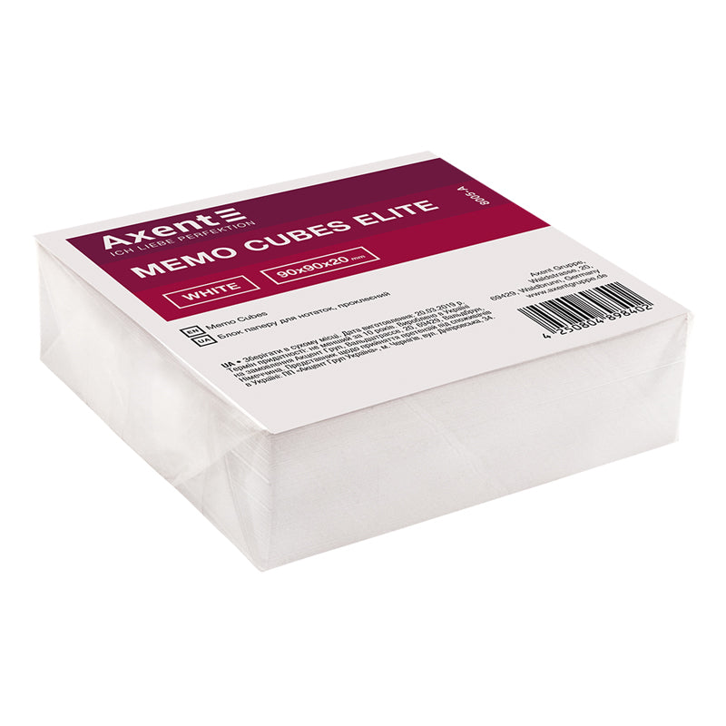 Note paper Axent Elite "White" 8005-A, 90Х90Х20 mm, glued