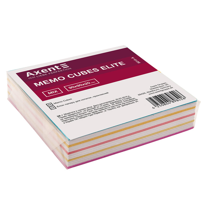Note paper Axent Elite "Mix" 8015-A, 90Х90Х20 mm, glue edge