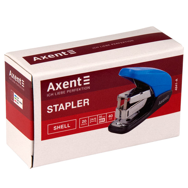 Zszywacz  Axent Shell 4841-07-A, PS plastikowy, №24/6, 20 kartek, błękitny