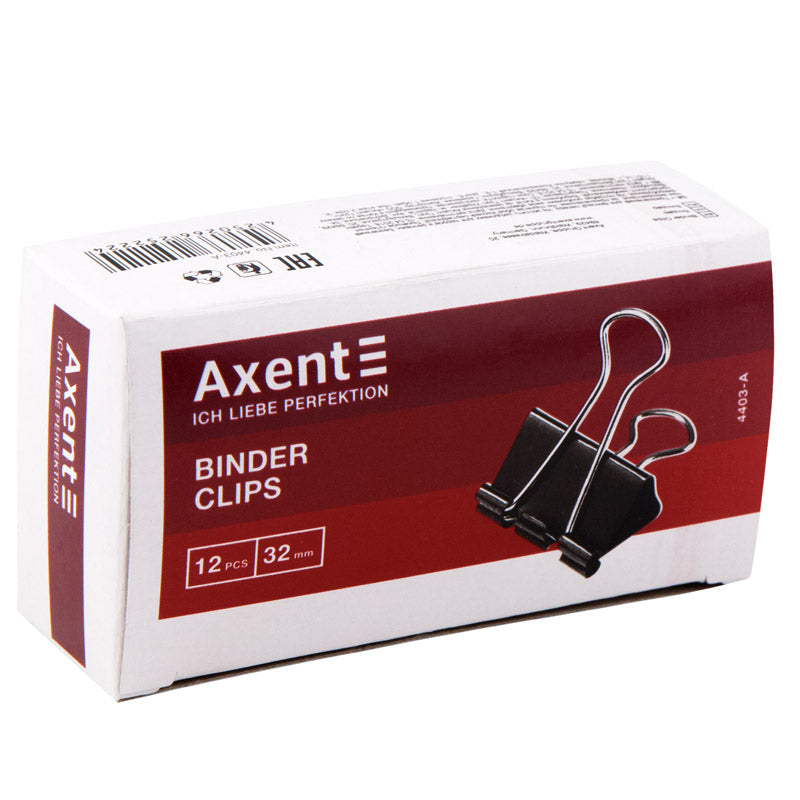 Binder clip Axent 4403-A, 32 mm, 12 pcs.
