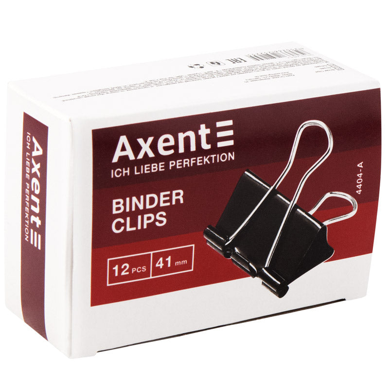 Binder clip Axent 4404-A, 41 mm, 12 pcs.