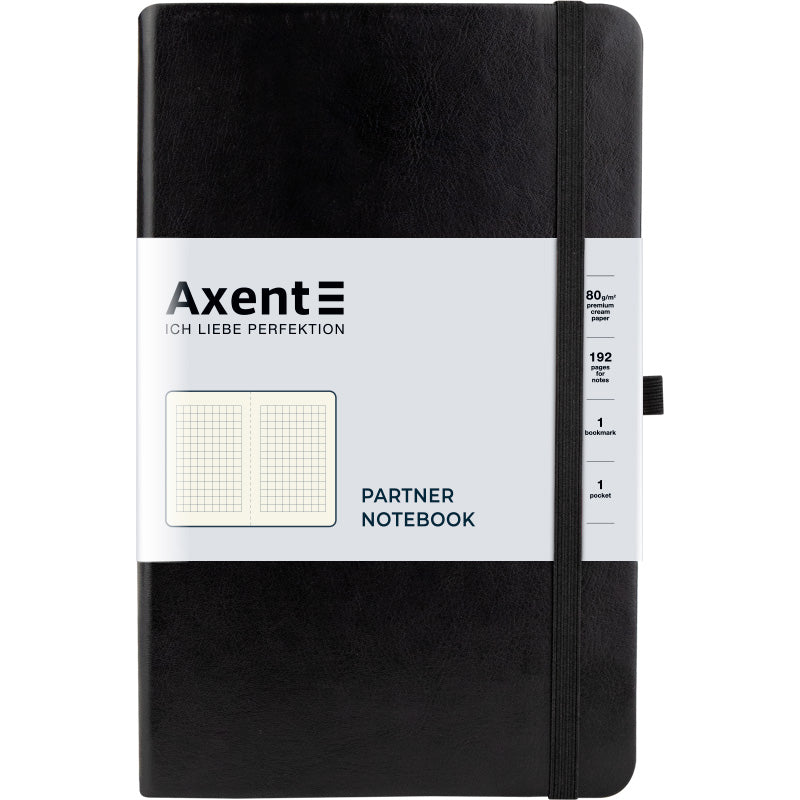 Notebook Axent Partner Lux 8202-A, 125*195 mm, 96 sheets, squared paper, black