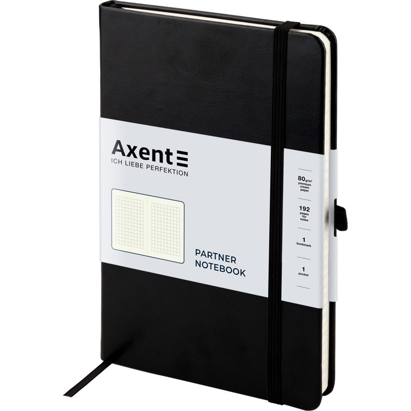 Notebook Axent Partner Lux 8202-A, 125*195 mm, 96 sheets, squared paper, black