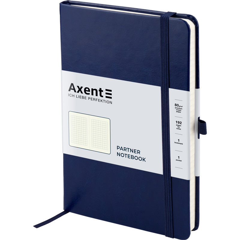 Notebook Axent Partner Lux 8202-02-A, 125*195 mm, 96 sheets, squared paper, dark blue