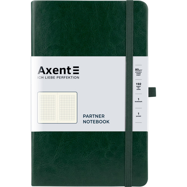 Notebook Axent Partner Lux 8202-04-A, 125*195 mm, 96 sheets, squared paper, green
