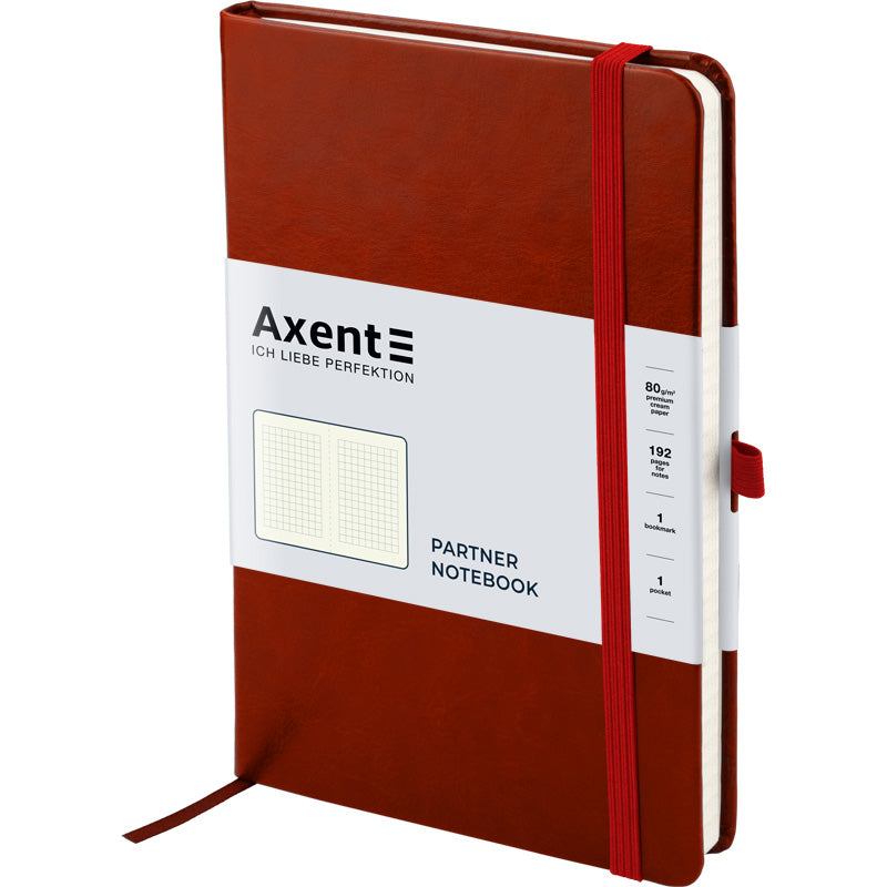 Notebook Axent Partner Lux 8202-05-A, 125*195 mm, 96 sheets, squared paper, dark red