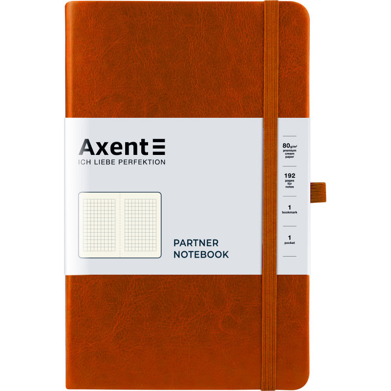Notebook Axent Partner Lux 8202-19-A, 125*195 mm, 96 sheets, squared paper, brown