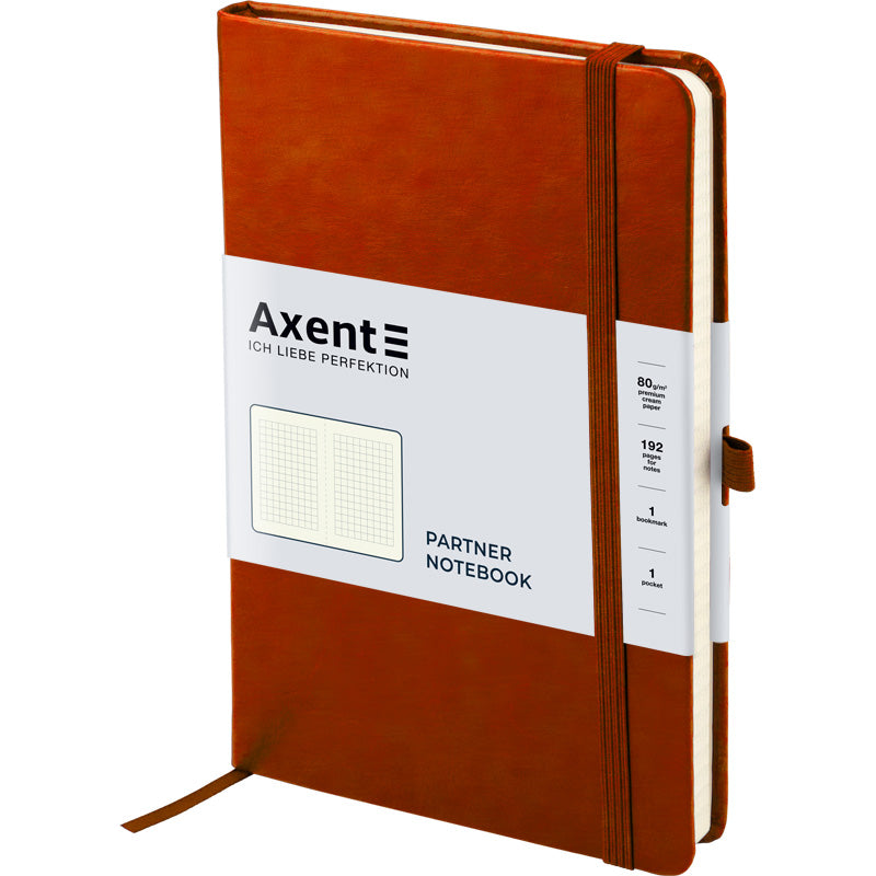 Notebook Axent Partner Lux 8202-19-A, 125*195 mm, 96 sheets, squared paper, brown