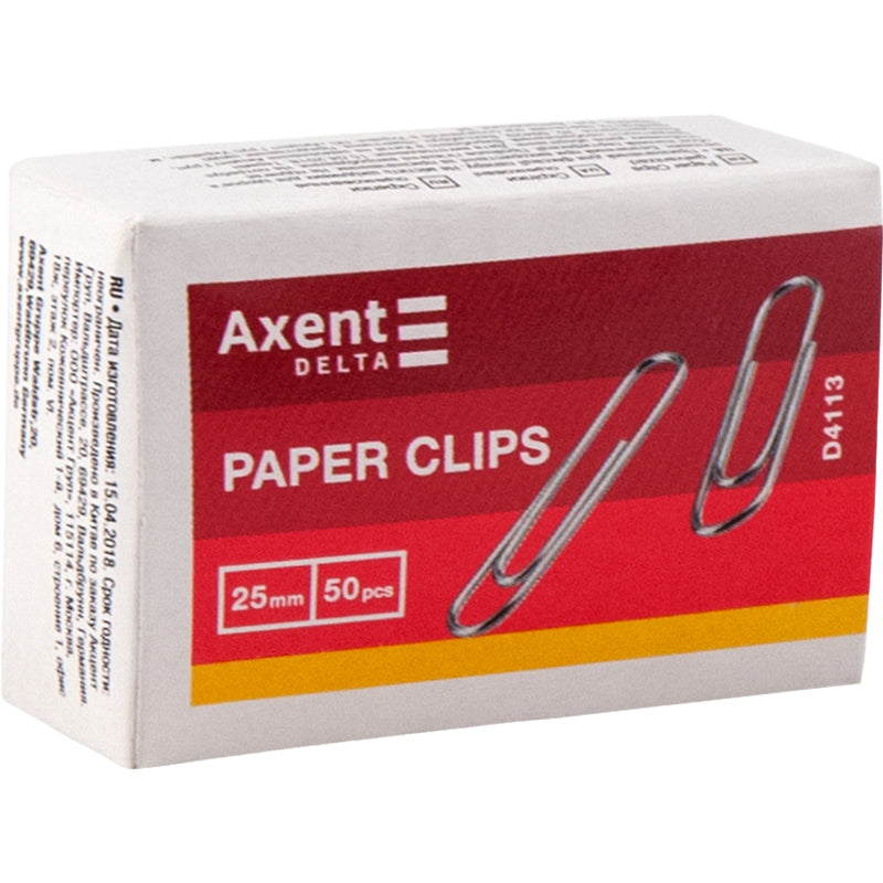 Zinc paper clip Delta D4113, 25 mm, 50 pcs.