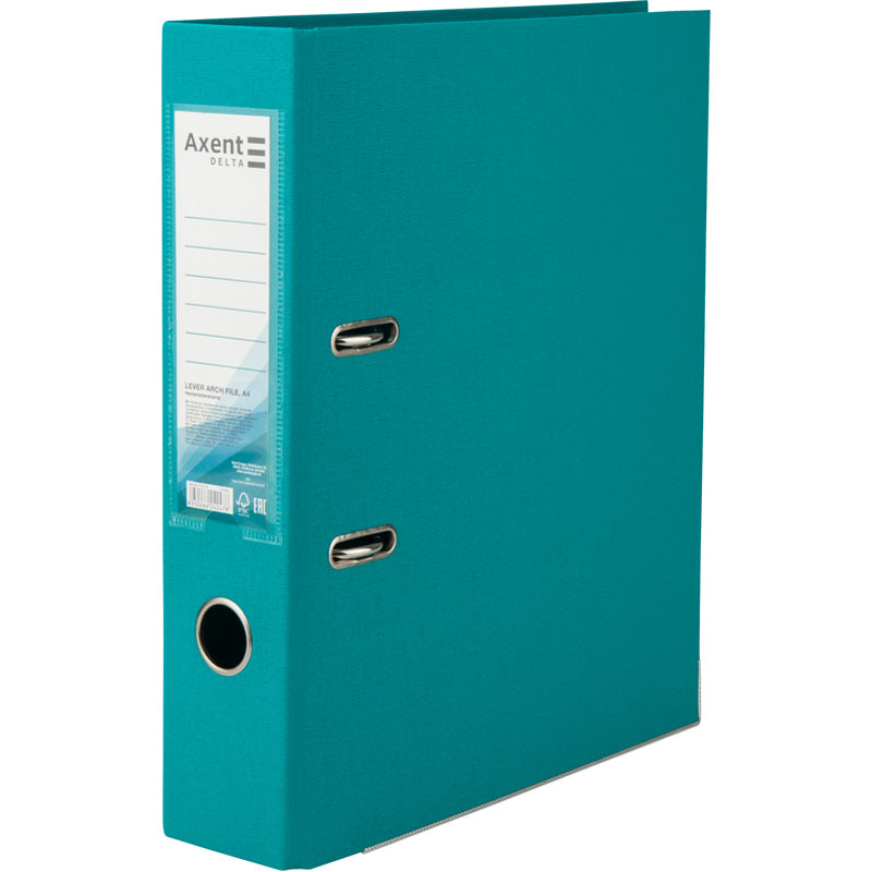 Segregator biurowy dwustronny Delta D1712-16P, A4, 7,5 cm, po rozłożeniu, turkusowy